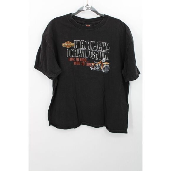 HARLEY DAVIDSON 2XL LIVE TO RIDE....RIDE TO LIVE AURORA, CO BLACK TEE T-SHIRT - Picture 1 of 7
